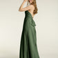 Vestidos largos de chiffon estilo halter para damas de honor Verde Oliva