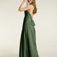Vestidos largos de chiffon estilo halter para damas de honor Verde Oliva Tallas Grandes