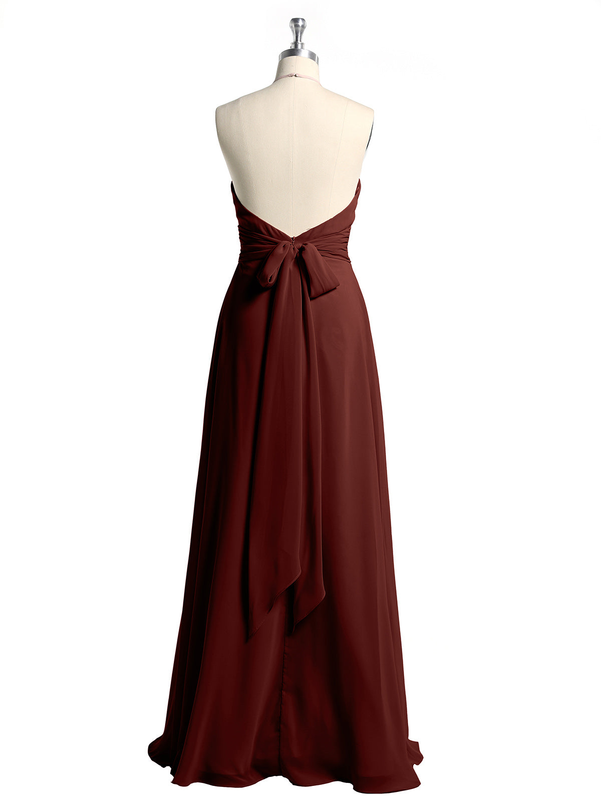 Vestidos largos de chiffon estilo halter para damas de honor Terracota Tallas Grandes