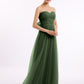 Vestidos de tul con escote en corazón sin tirantes y lazo Verde Oliva Tallas Grandes
