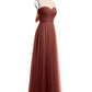 Vestidos de tul con escote en corazón sin tirantes y lazo Terracota