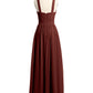 Vestidos largos de chiffon de cuello en Y para damas de honor Terracota Tallas Grandes