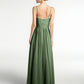 Vestidos de chiffon y encaje con tirantes finos Verde Oliva Tallas Grandes