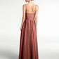 Vestidos de chiffon y encaje con tirantes finos Terracota Tallas Grandes