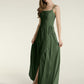 Sencillos vestidos largos de chiffon con tirantes finos y abertura Verde Oliva Tallas Grandes