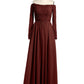 Vestidos de encaje y chiffon con mangas largas y bolsillos Terracota