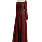 Vestidos de encaje y chiffon con mangas largas y bolsillos Terracota Tallas Grandes
