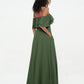 Vestidos máximos de hombros descubiertos y tirantes spaghetti Verde Oliva Tallas Grandes