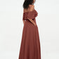 Vestidos máximos de hombros descubiertos y tirantes spaghetti Terracota Tallas Grandes
