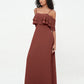 Vestidos máximos de hombros descubiertos y tirantes spaghetti Terracota Tallas Grandes