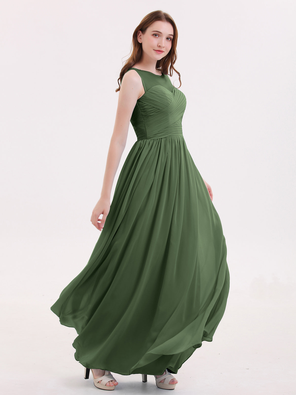 Melissa Largo Gasa Cortes Con Espejismo Verde Oliva Tallas Grandes