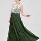 Michaelia Cabestro Hasta El Topillo Vestido Con Marfil Encaje Corpino Verde Oliva Tallas Grandes