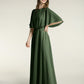 Vestidos largos de dama de honor de chiffon con mangas de volantes Verde Oliva Tallas Grandes
