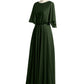 Vestidos largos de dama de honor de chiffon con mangas de volantes Verde Oliva Tallas Grandes