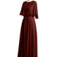 Vestidos largos de dama de honor de chiffon con mangas de volantes Terracota Tallas Grandes