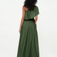 Vestidos largos de chiffon de un hombro con bolsillos Verde Oliva Tallas Grandes