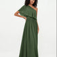 Vestidos largos de chiffon de un hombro con bolsillos Verde Oliva Tallas Grandes