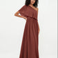 Vestidos largos de chiffon de un hombro con bolsillos Terracota Tallas Grandes