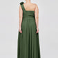 Mirabelle Un Hombro Gasa Vestido Con Tirante Flores Verde Oliva Tallas Grandes