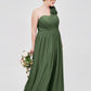 Mirabelle Un Hombro Gasa Vestido Con Tirante Flores Verde Oliva Tallas Grandes
