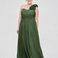 Mirabelle Un Hombro Gasa Vestido Con Tirante Flores Verde Oliva Tallas Grandes