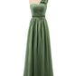 Mirabelle Un Hombro Gasa Vestido Con Tirante Flores Verde Oliva Tallas Grandes
