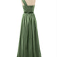Mirabelle Un Hombro Gasa Vestido Con Tirante Flores Verde Oliva Tallas Grandes