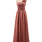 Mirabelle Un Hombro Gasa Vestido Con Tirante Flores Terracota