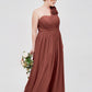 Mirabelle Un Hombro Gasa Vestido Con Tirante Flores Terracota Tallas Grandes