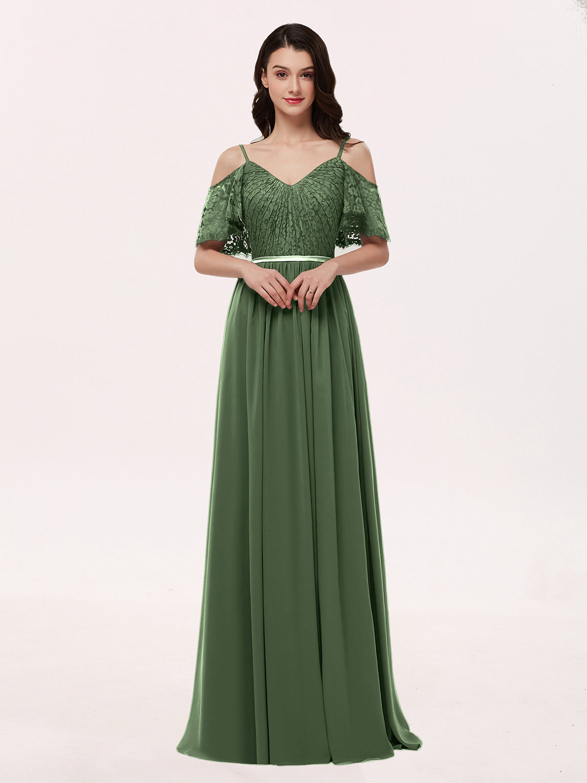 Miranda Tirante Espagueti Encaje Y Gasa Vestido Verde Oliva Tallas Grandes