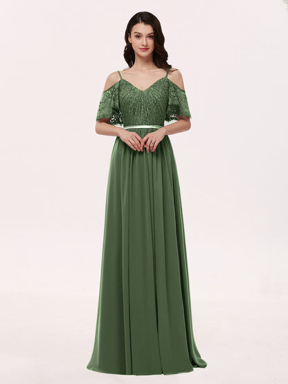 Miranda Tirante Espagueti Encaje Y Gasa Vestido Verde Oliva Tallas Grandes