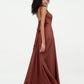 Vestidos largos de chiffon con escote en V y bolsillos Terracota