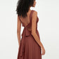 Vestidos largos de chiffon con escote en V y bolsillos Terracota