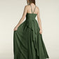 Vestidos largos de dama de honor estilo halter de chiffon Verde Oliva Tallas Grandes