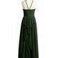 Vestidos largos de dama de honor estilo halter de chiffon Verde Oliva Tallas Grandes