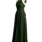 Vestidos largos de dama de honor estilo halter de chiffon Verde Oliva Tallas Grandes