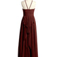 Vestidos largos de dama de honor estilo halter de chiffon Terracota Tallas Grandes