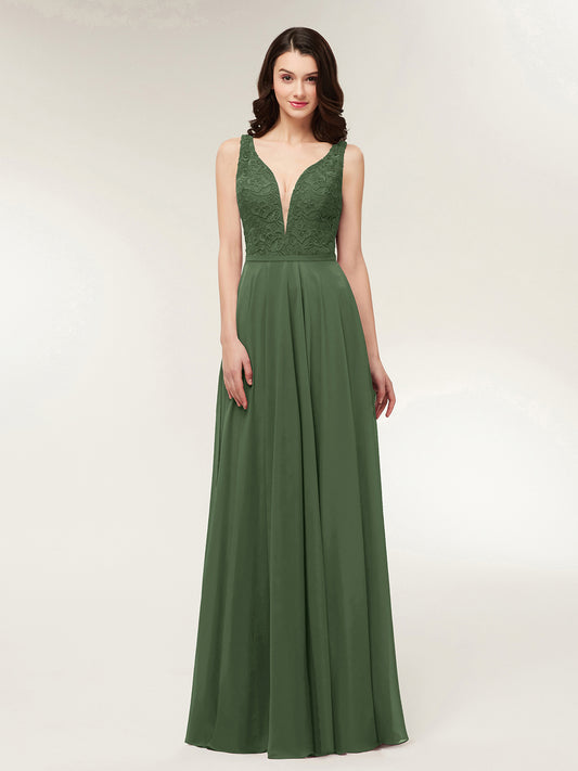 Modesty Espalda Abierta Vestido Con Corpino Encaje Verde Oliva Tallas Grandes