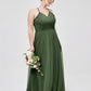 Vestido maxi de tul con tirantes entrelazados y escote en V Verde oliva Tallas Grandes