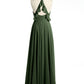 Vestidos de dama de honor de chiffon con escote en V y espalda cruzada Verde Oliva Tallas Grandes