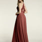 Vestidos de dama de honor de chiffon con escote en V y espalda cruzada Terracota
