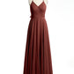 Vestidos de dama de honor de chiffon con escote en V y espalda cruzada Terracota