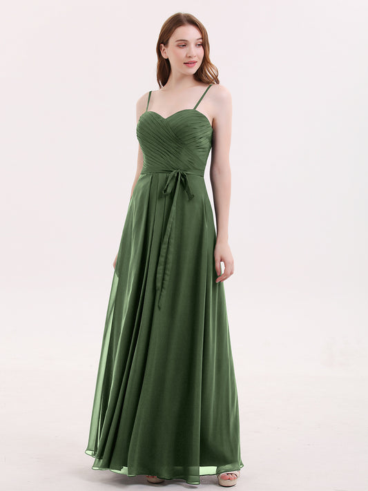 Muriel Tirante Espagueti Gasa Vestido Con Novio Verde Oliva Tallas Grandes