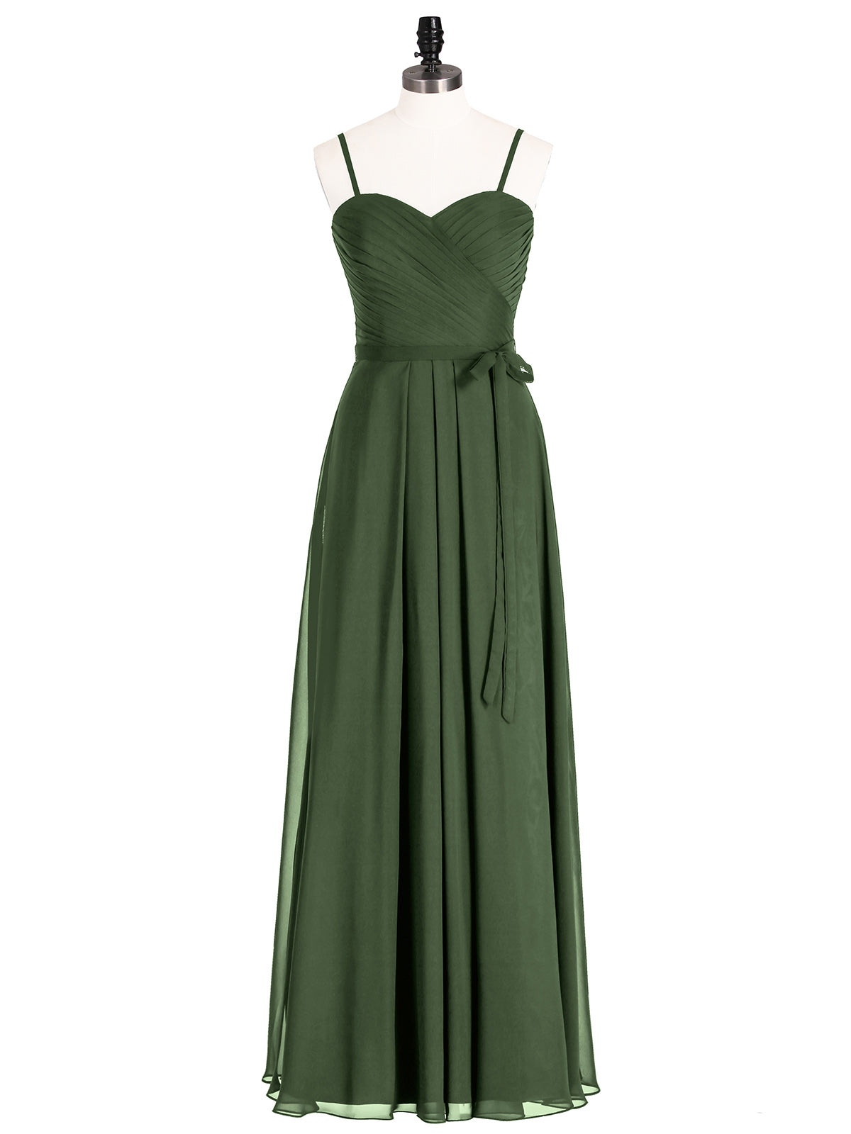 Muriel Tirante Espagueti Gasa Vestido Con Novio Verde Oliva Tallas Grandes