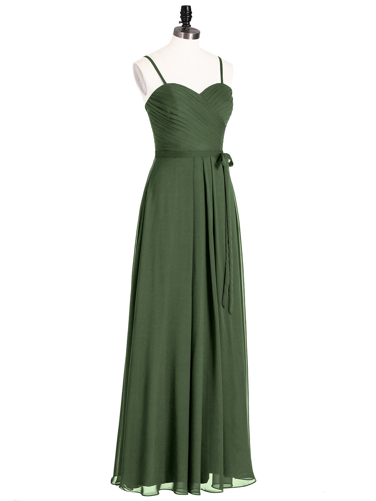 Muriel Tirante Espagueti Gasa Vestido Con Novio Verde Oliva Tallas Grandes