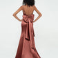 Vestidos sirena de satén con tirantes spaghetti Terracota Tallas Grandes