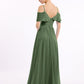 Vestidos de dama de honor con hombros descubiertos y tirantes finos Verde Oliva Tallas Grandes