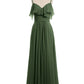 Vestidos de dama de honor con hombros descubiertos y tirantes finos Verde Oliva Tallas Grandes