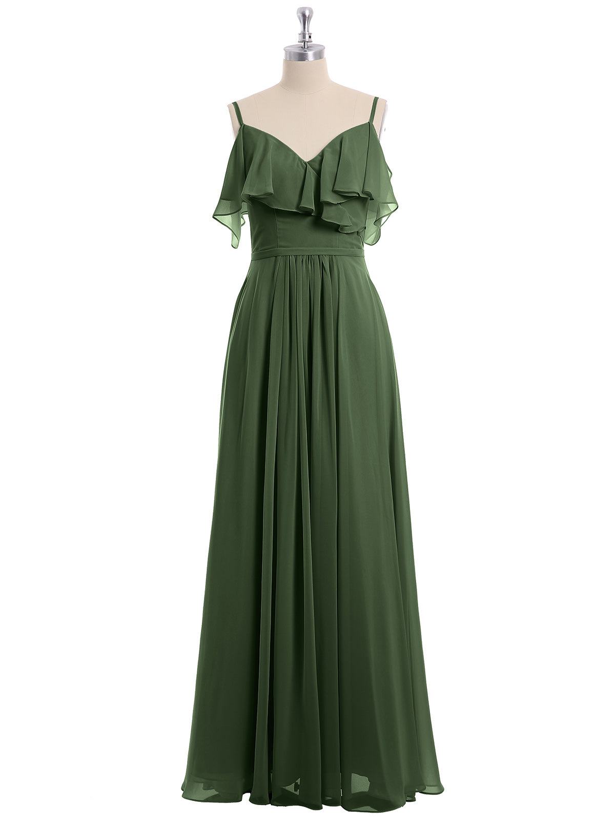 Vestidos de dama de honor con hombros descubiertos y tirantes finos Verde Oliva Tallas Grandes