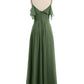 Vestidos de dama de honor con hombros descubiertos y tirantes finos Verde Oliva Tallas Grandes